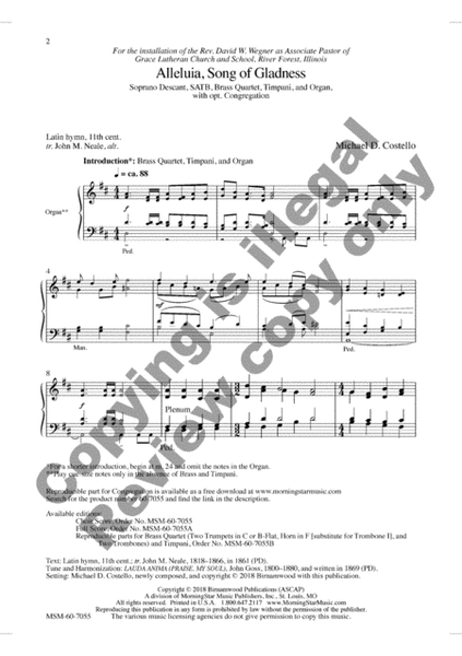 Alleluia, Song of Gladness (Choral Score) image number null