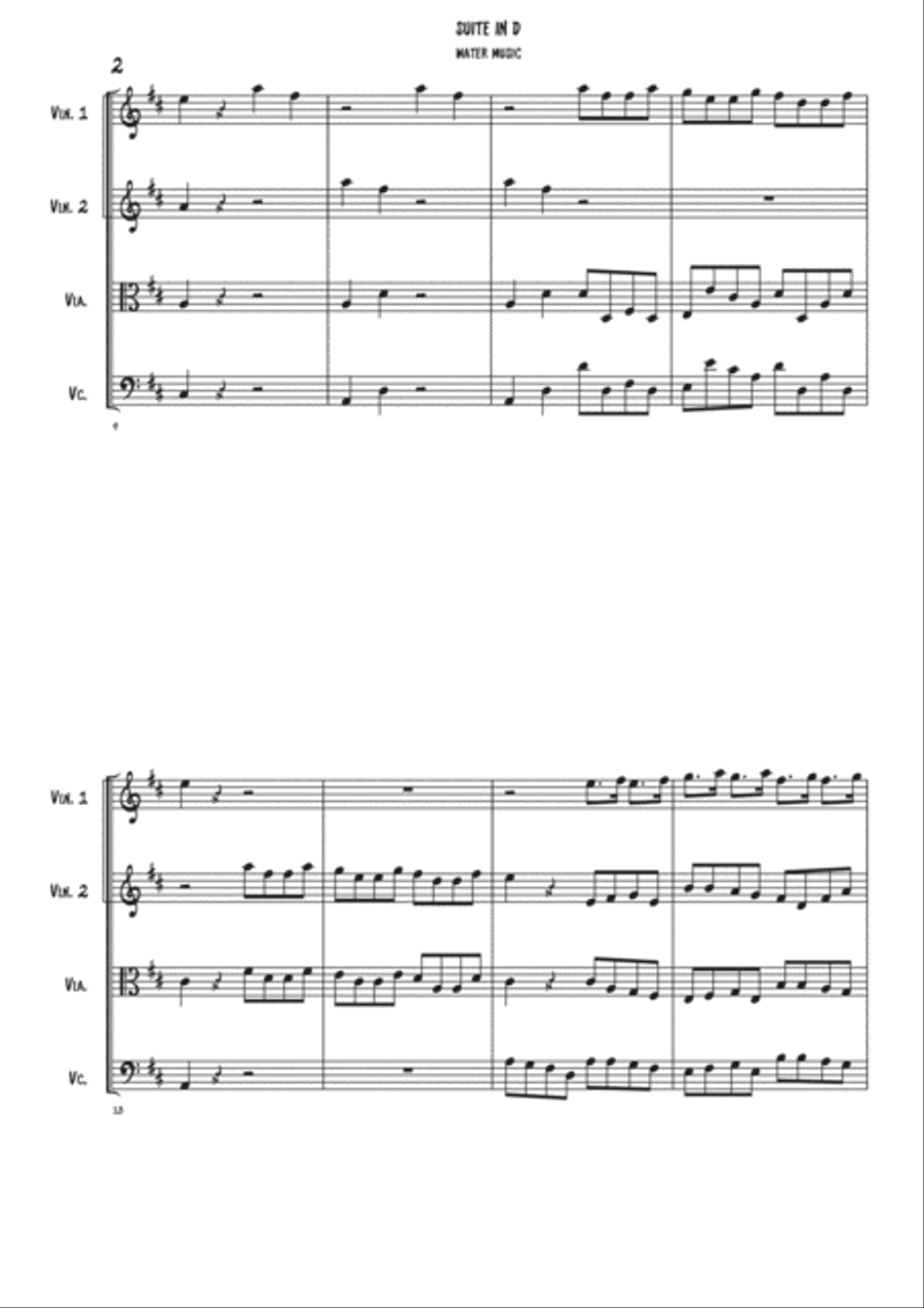 Suite 1 - Water music - String quartet String Quartet scores gallery preview page 2