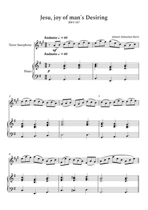 Jesu, Joy of Man's Desiring for Tenor Sax and Piano (Not Chords) - Score and parts.pdf