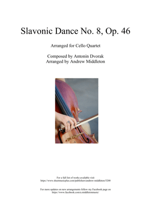 Book cover for Slavonic Dance No. 8 in G Minor arranged for Cello Quartet