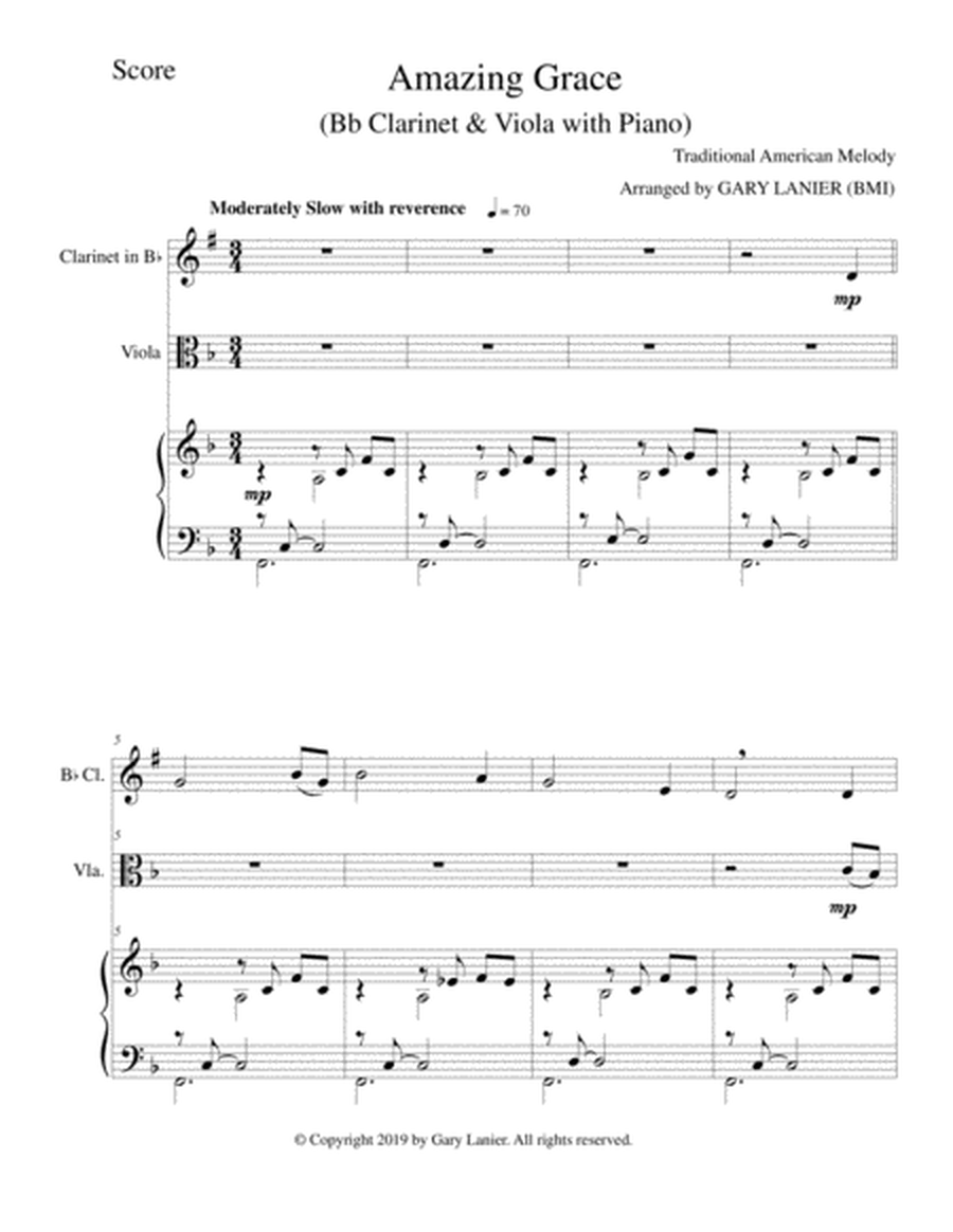 AMAZING GRACE (Bb Clarinet & Viola with Piana - Score & Parts included) image number null