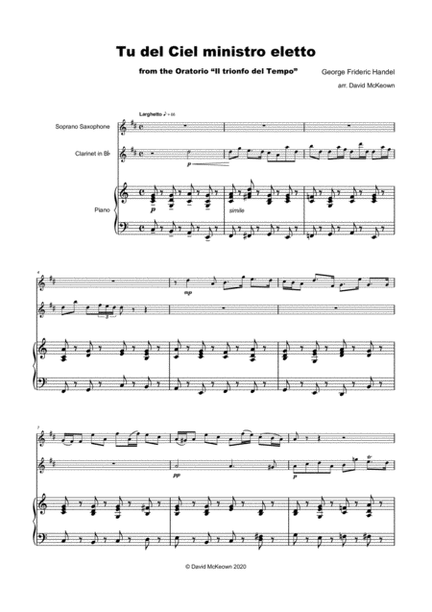 Tu del ciel ministro eletto, Aria by G F Handel, for Soprano Saxophone, Clarinet and Piano