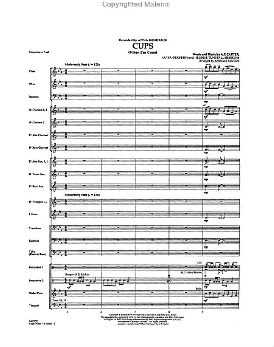 Cups (When I'm Gone) Concert Band scores gallery preview page 2