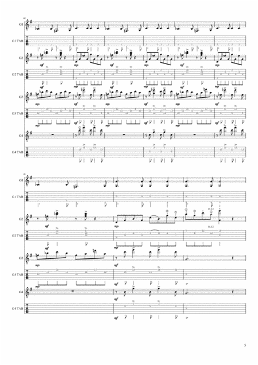 Orinoco Flow Guitar Tablature scores gallery preview page 5