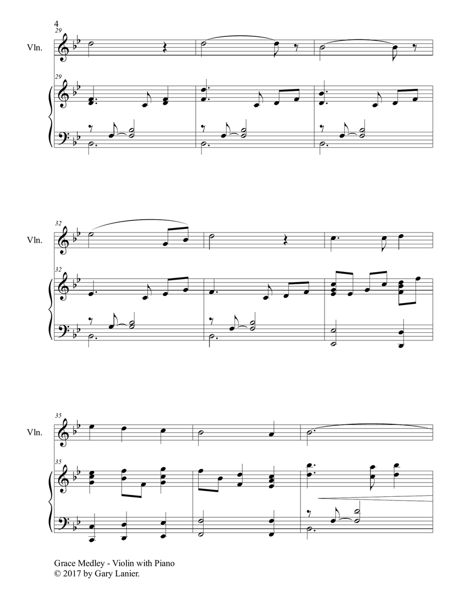 GRACE MEDLEY (for Violin with Piano - Instrument Part included) Violin Solo scores gallery preview page 5