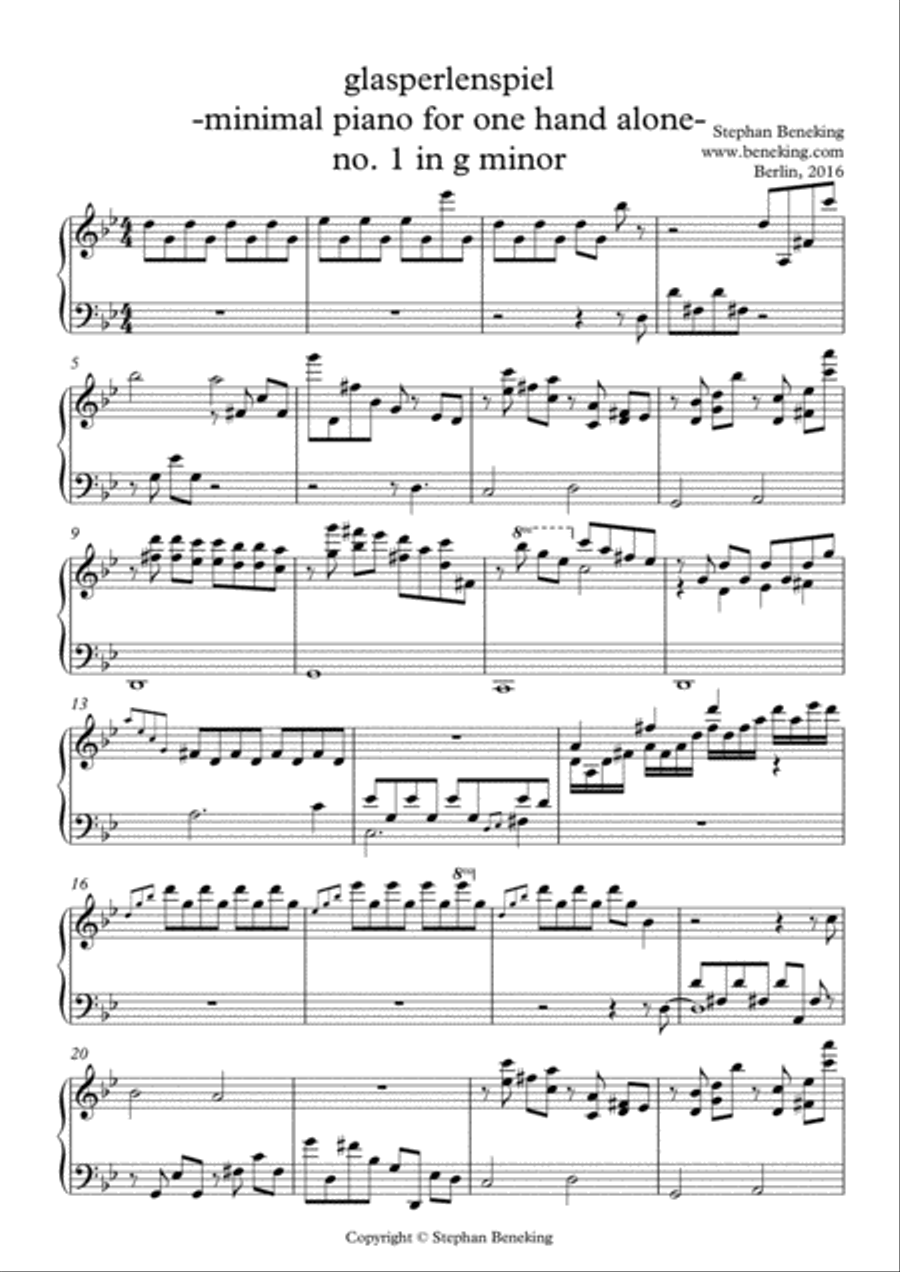 Glasperlenspiel - minimal piano for one hand alone Piano Method scores gallery preview page 2