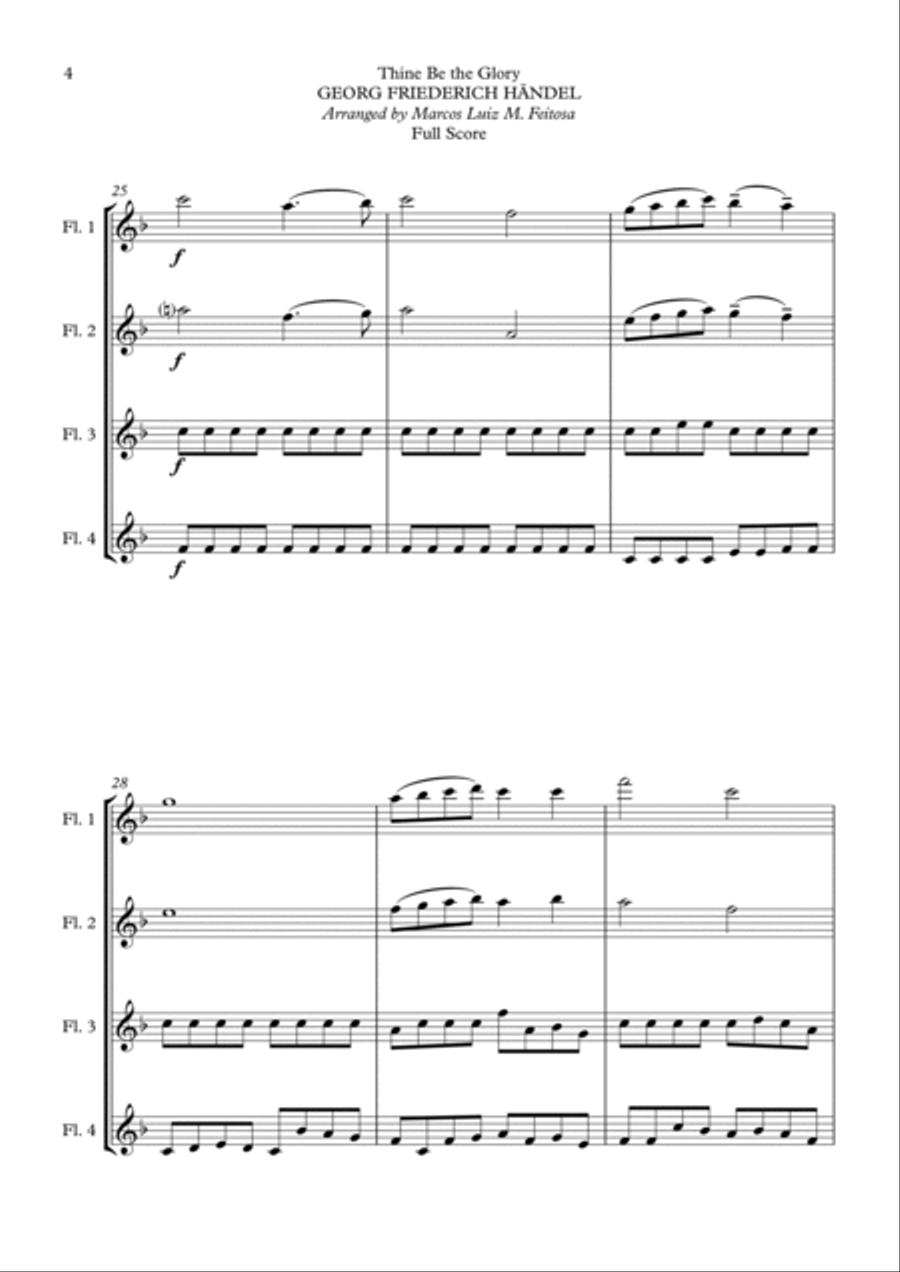 Thine Be the Glory (Maccabeus) - Flute Quartet Flute Quartet scores gallery preview page 6