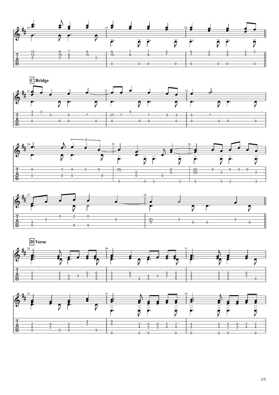 White Winter Hymnal Guitar Tablature scores gallery preview page 2