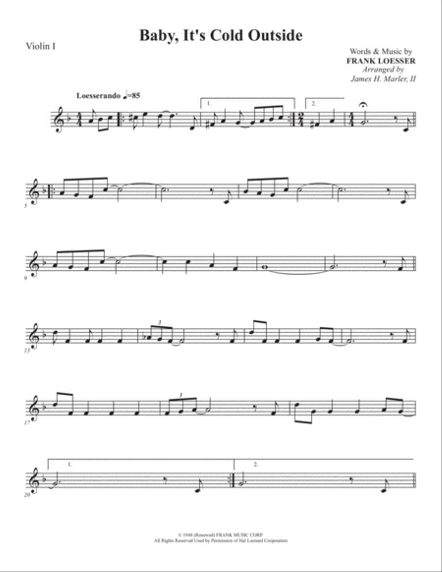 Baby, It's Cold Outside String Quartet scores gallery preview page 5
