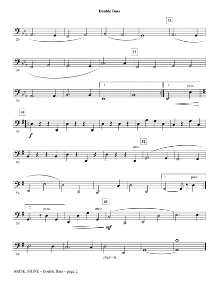 Arise, Shine (arr. Tom Fettke) - Double Bass Choir scores gallery preview page 2
