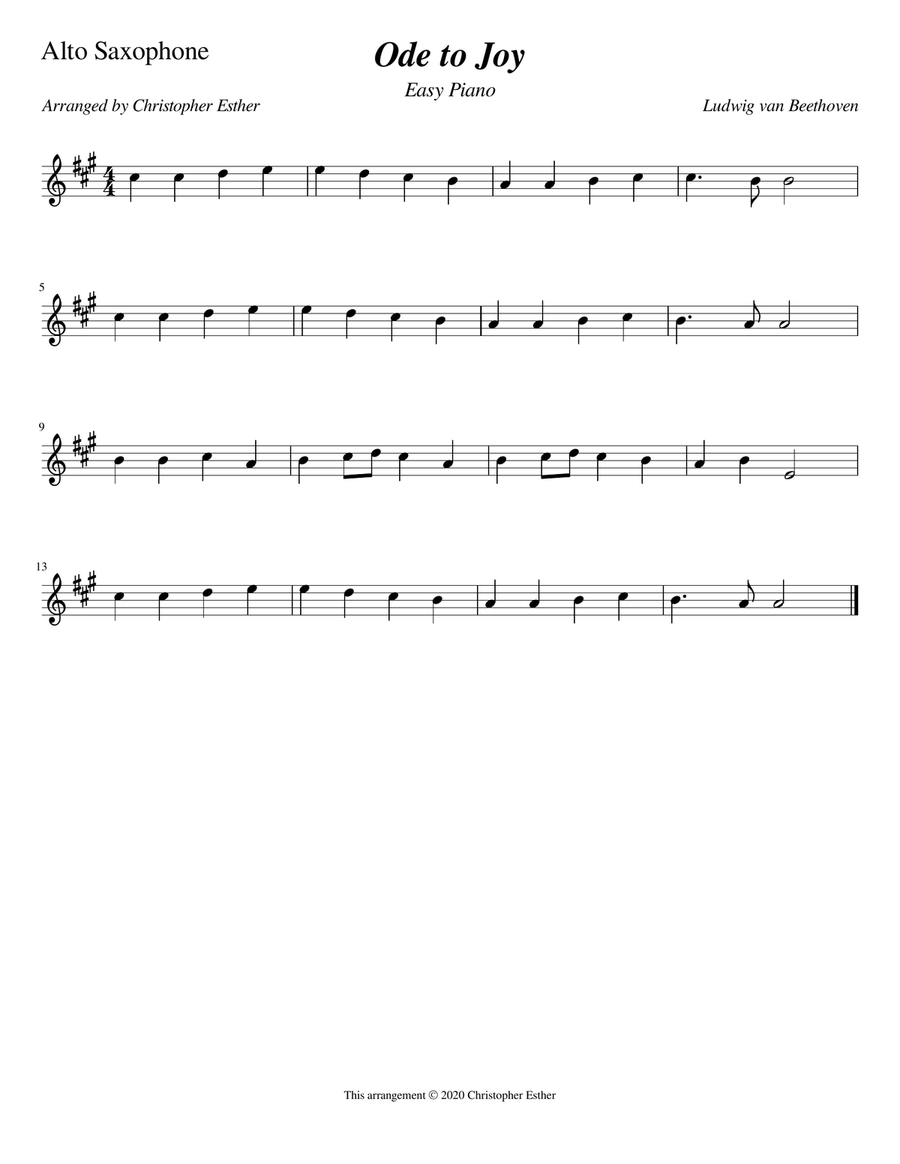 Ode to Joy (Alto Saxophone) Alto Saxophone scores gallery preview page 1