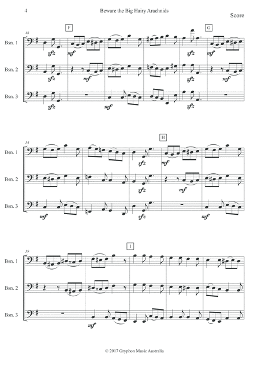 Beware the Big Hairy Arachnids for Bassoon Trio Woodwind Trio scores gallery preview page 5