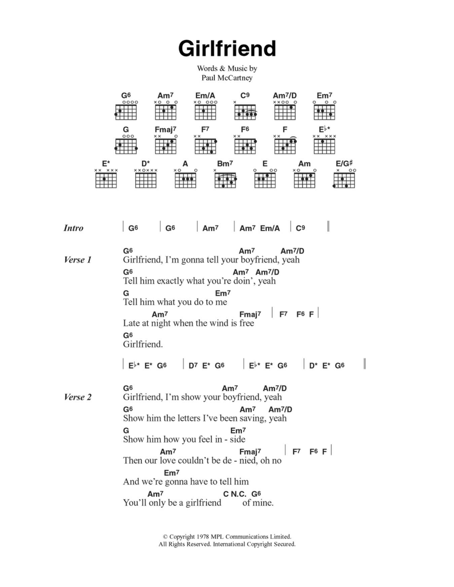 Girlfriend Acoustic Guitar scores gallery preview page 1