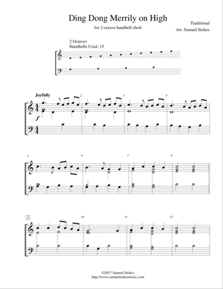 Ding Dong Merrily on High - for 2-octave handbell choir 2-Octaves scores gallery preview page 1