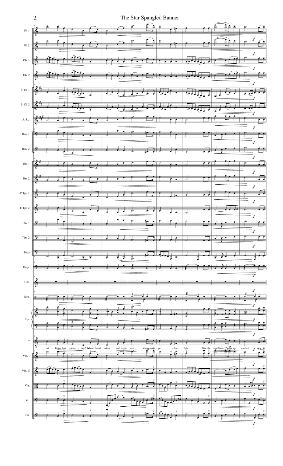 Star Spangled Banner for Orchestra and Voice Full Orchestra scores gallery preview page 3
