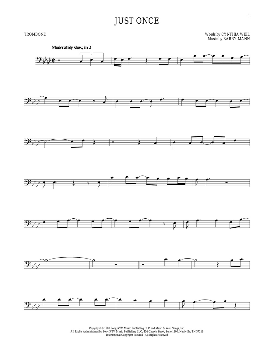 Just Once Just Once Trombone Solo scores gallery preview page 1
