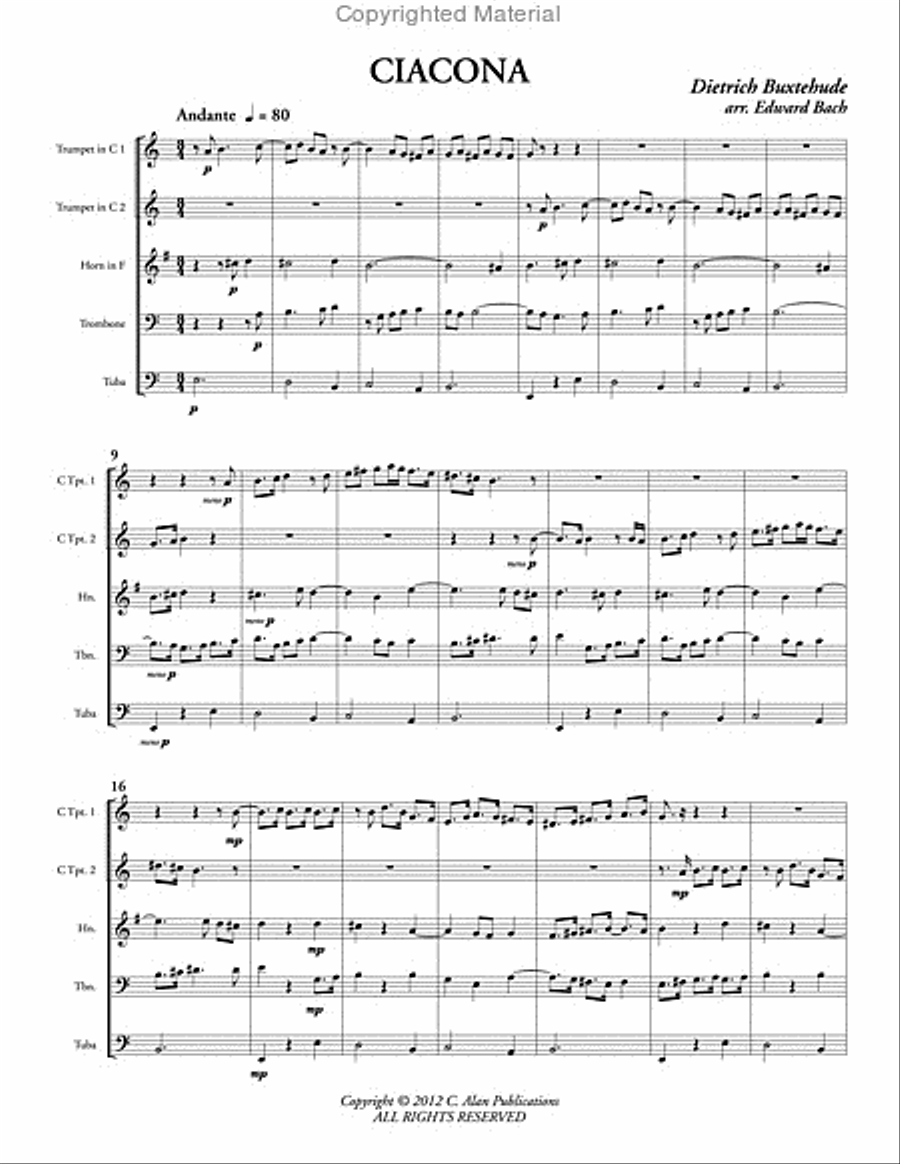 Ciacona (score & parts) Ciacona (score & parts) Brass Quintet scores gallery preview page 2