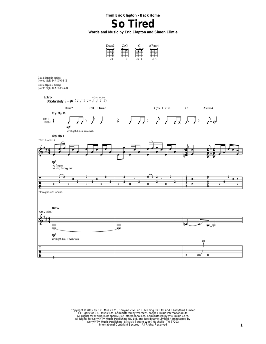 So Tired So Tired Acoustic Guitar scores gallery preview page 1