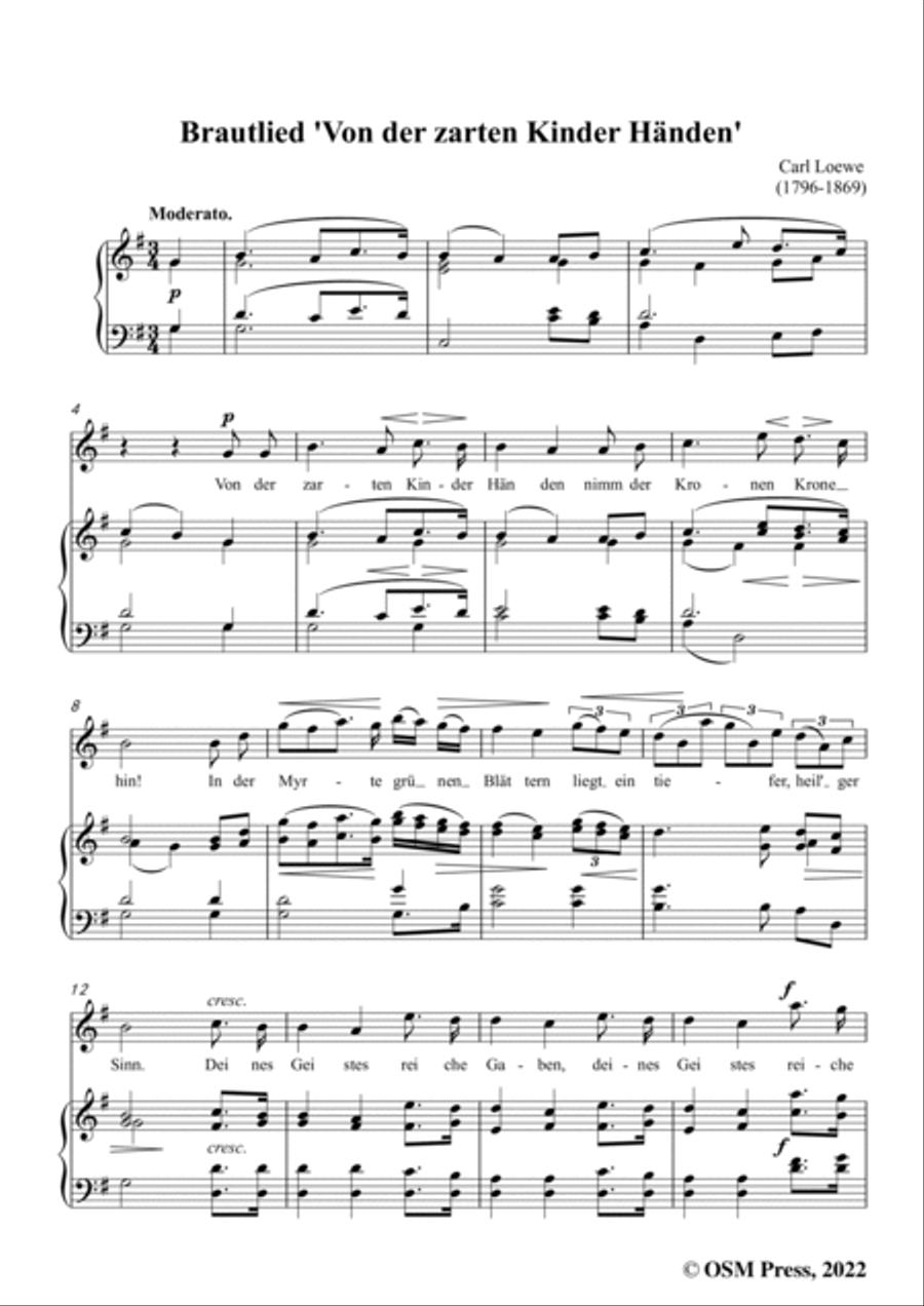 Loewe-Brautlied Von der zarten Kinder Handen,in D Major,for Voice and Piano Voice Solo scores gallery preview page 3