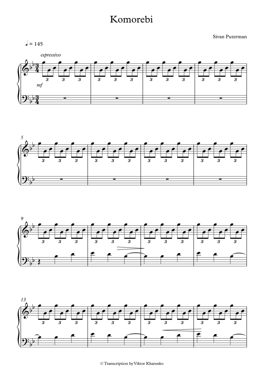 Komorebi Piano Solo scores gallery preview page 1