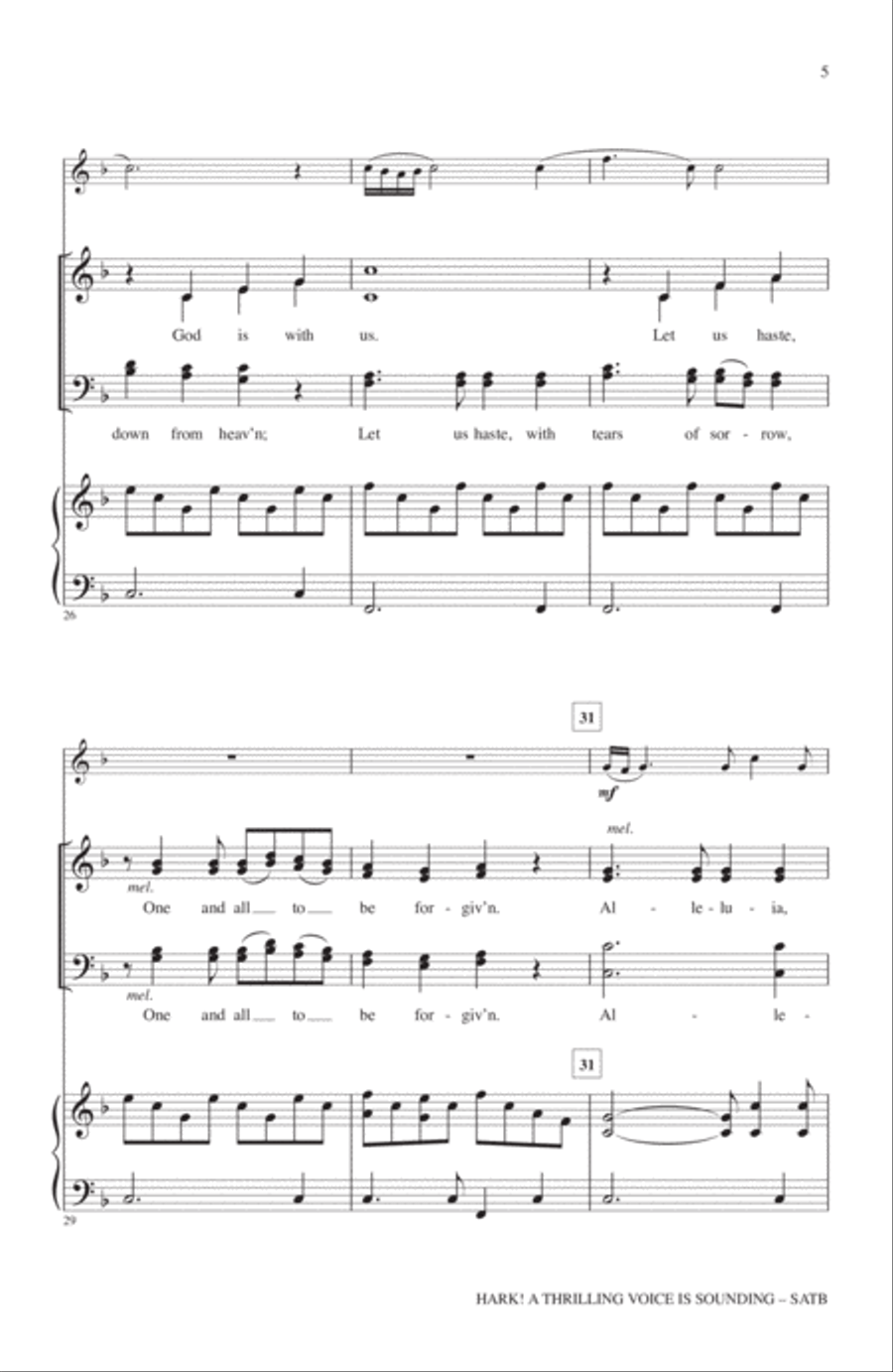 Hark! A Thrilling Voice Is Sounding 4-Part scores gallery preview page 4