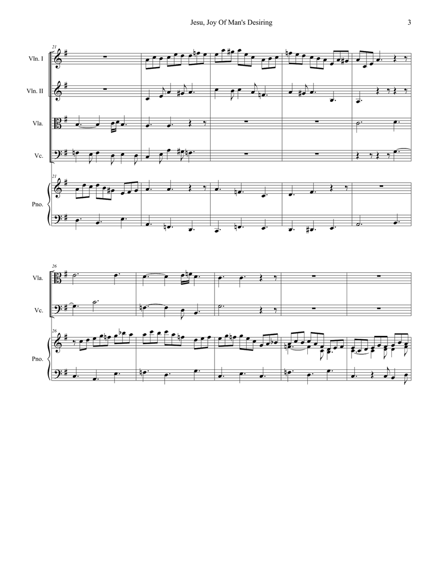 Jesu, Joy Of Man's Desiring (for String Quartet and Piano) Piano Quintet scores gallery preview page 4