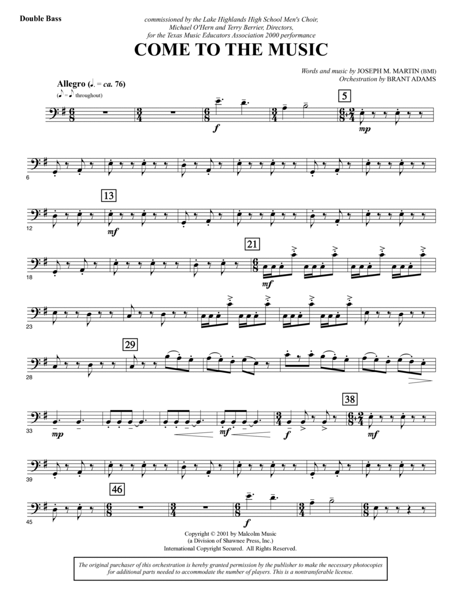 Book cover for Come to the Music - Double Bass