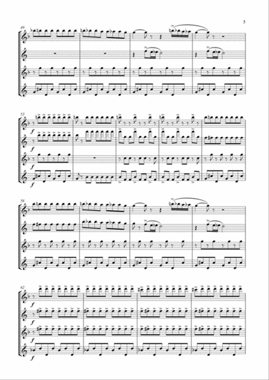 Sabre Dance arr. saxophone quartet Sabre Dance arr. saxophone quartet Saxophone Quartet scores gallery preview page 5