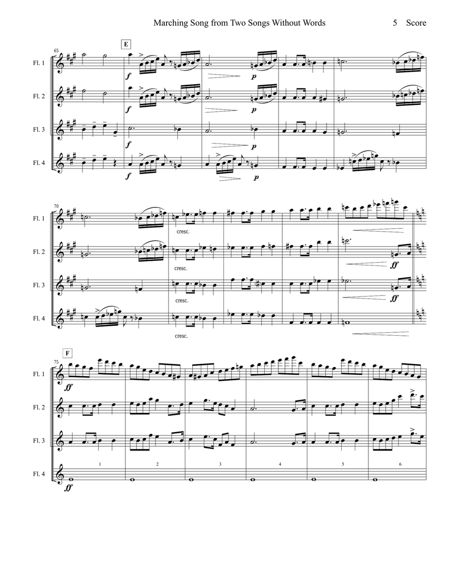 Marching Song by Gustav Holst for Flute Quartet Flute Quartet scores gallery preview page 6