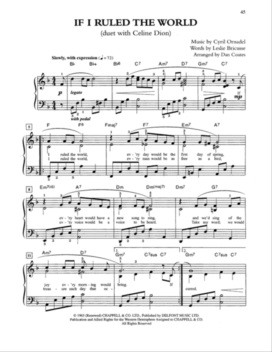 If I Ruled The World (arr. Dan Coates) Easy Piano scores gallery preview page 1