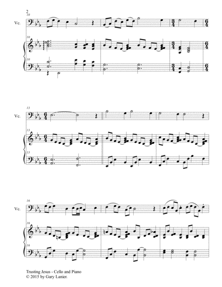 TRUSTING JESUS (Duet – Cello and Piano/Score and Parts) image number null