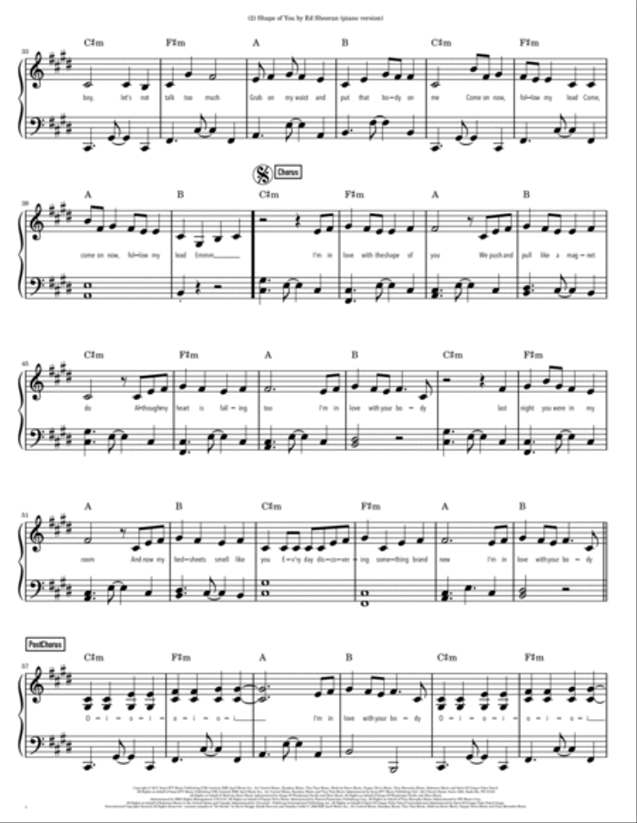 Shape Of You Piano Solo scores gallery preview page 2