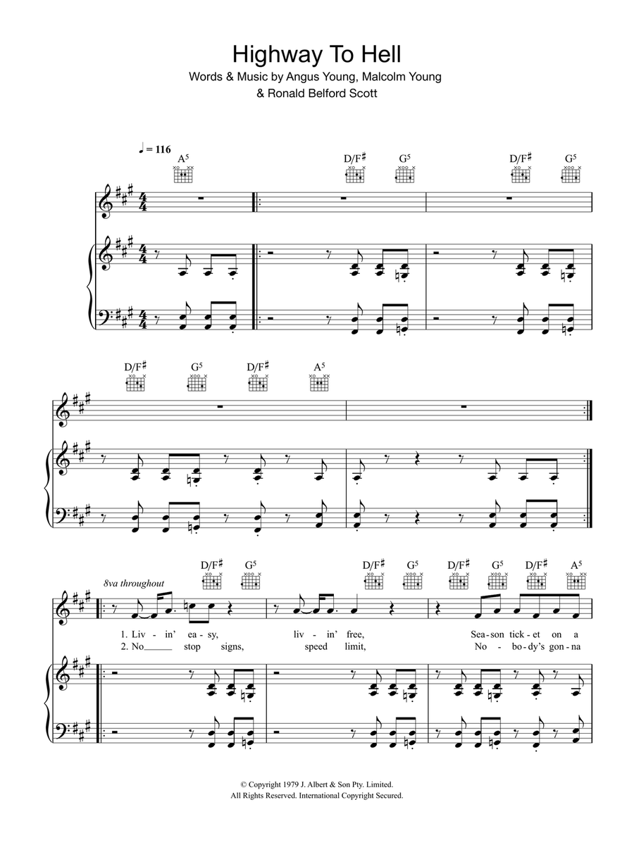 Highway To Hell Acoustic Guitar scores gallery preview page 1