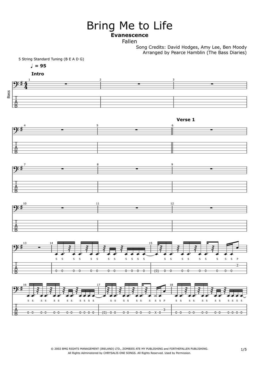 Bring Me To Life Acoustic Guitar scores gallery preview page 1