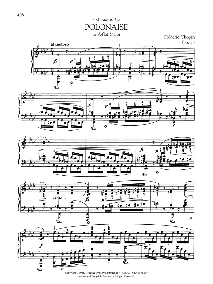 Polonaise in A-flat Major, Op. 53 Piano Solo scores gallery preview page 1
