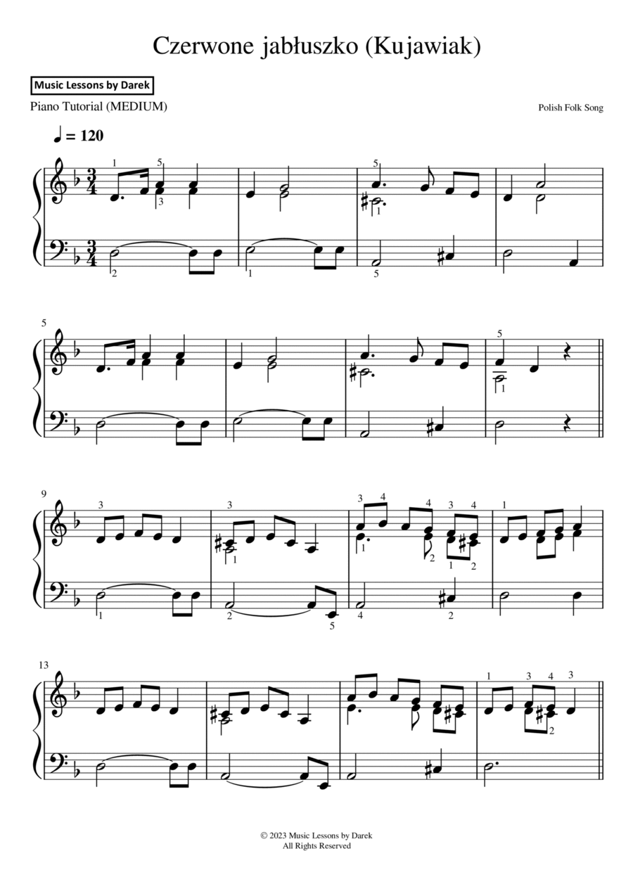 Czerwone jabłuszko (Red Apple) | Kujawiak [MEDIUM PIANO] Piano Solo scores gallery preview page 1