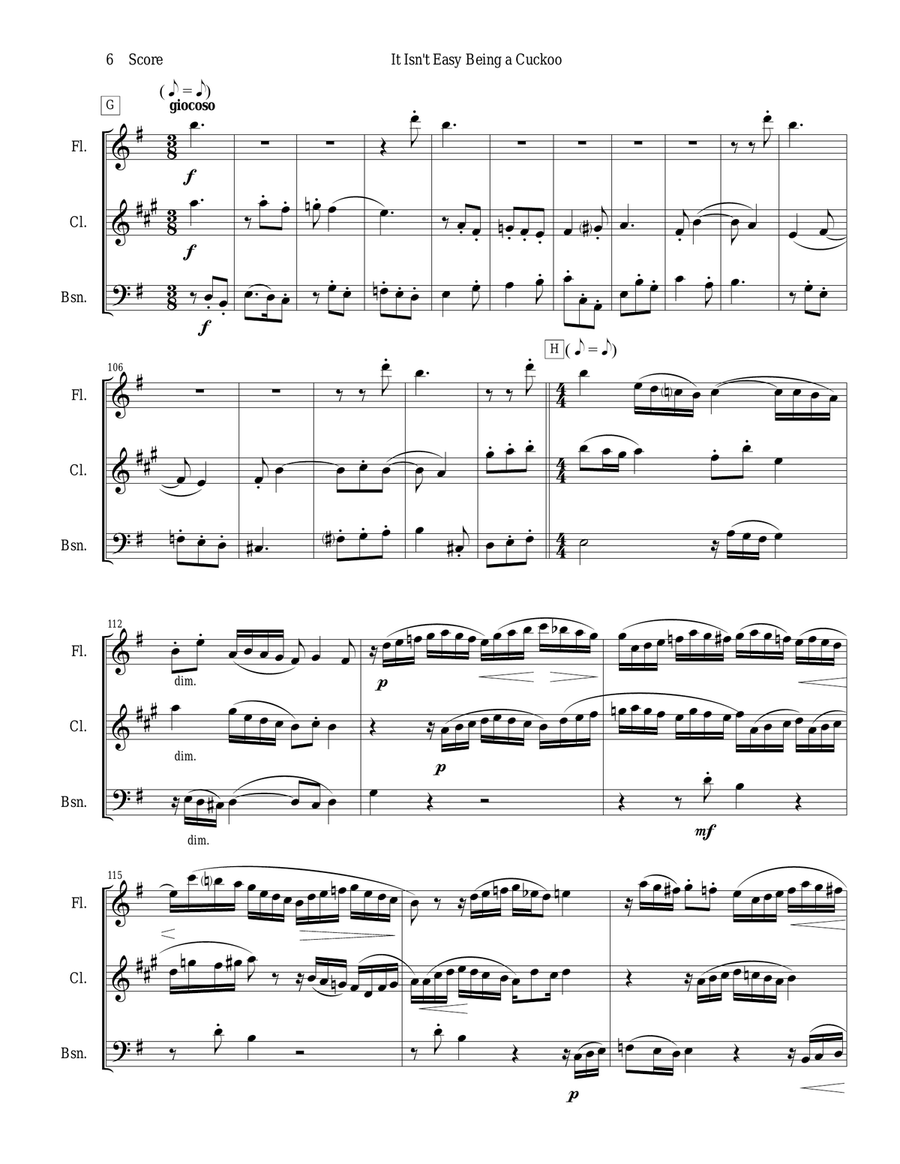 It Isn't Easy Being a Cuckoo for flute, clarinet, and bassoon trio Woodwind Trio scores gallery preview page 6