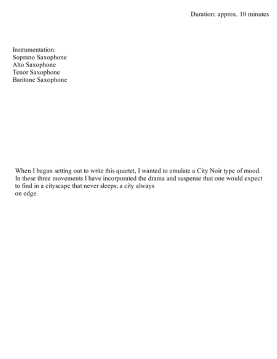 Noirscape for Saxophone Quartet Saxophone Quartet scores gallery preview page 2