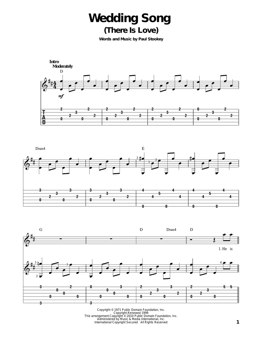 Wedding Song (There Is Love) Acoustic Guitar scores gallery preview page 1
