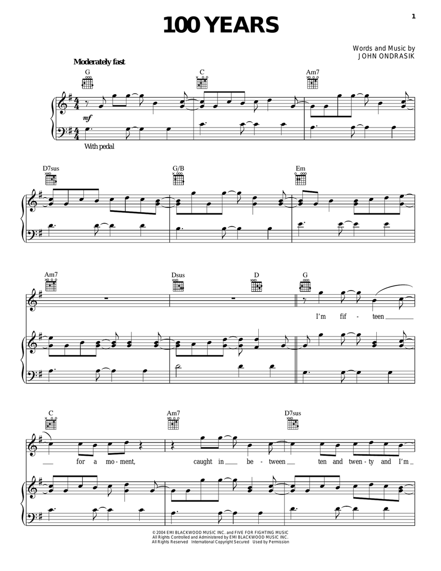 100 Years 100 Years Acoustic Guitar scores gallery preview page 1