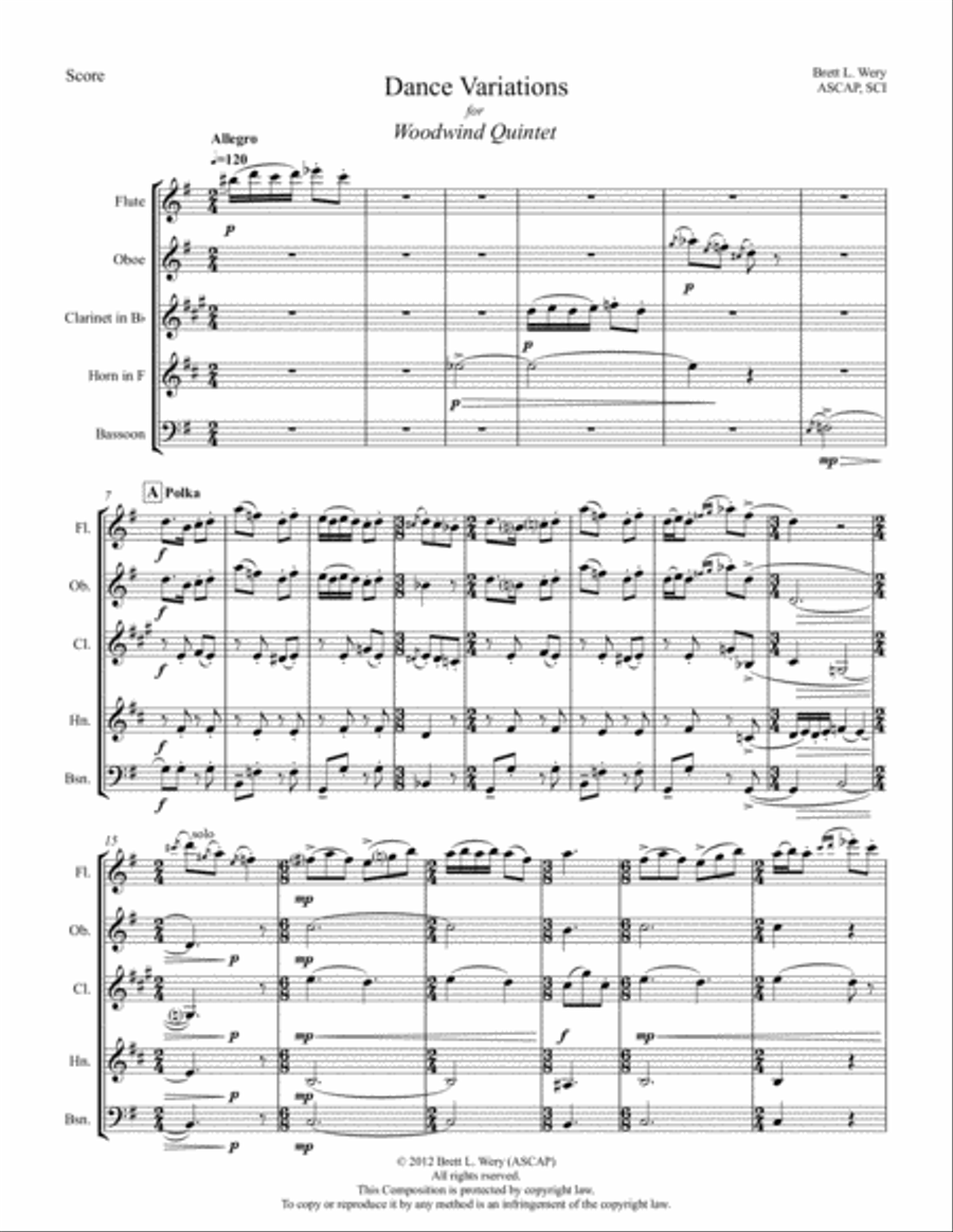 Dance Variations for Woodwind Quintet Woodwind Quintet scores gallery preview page 3