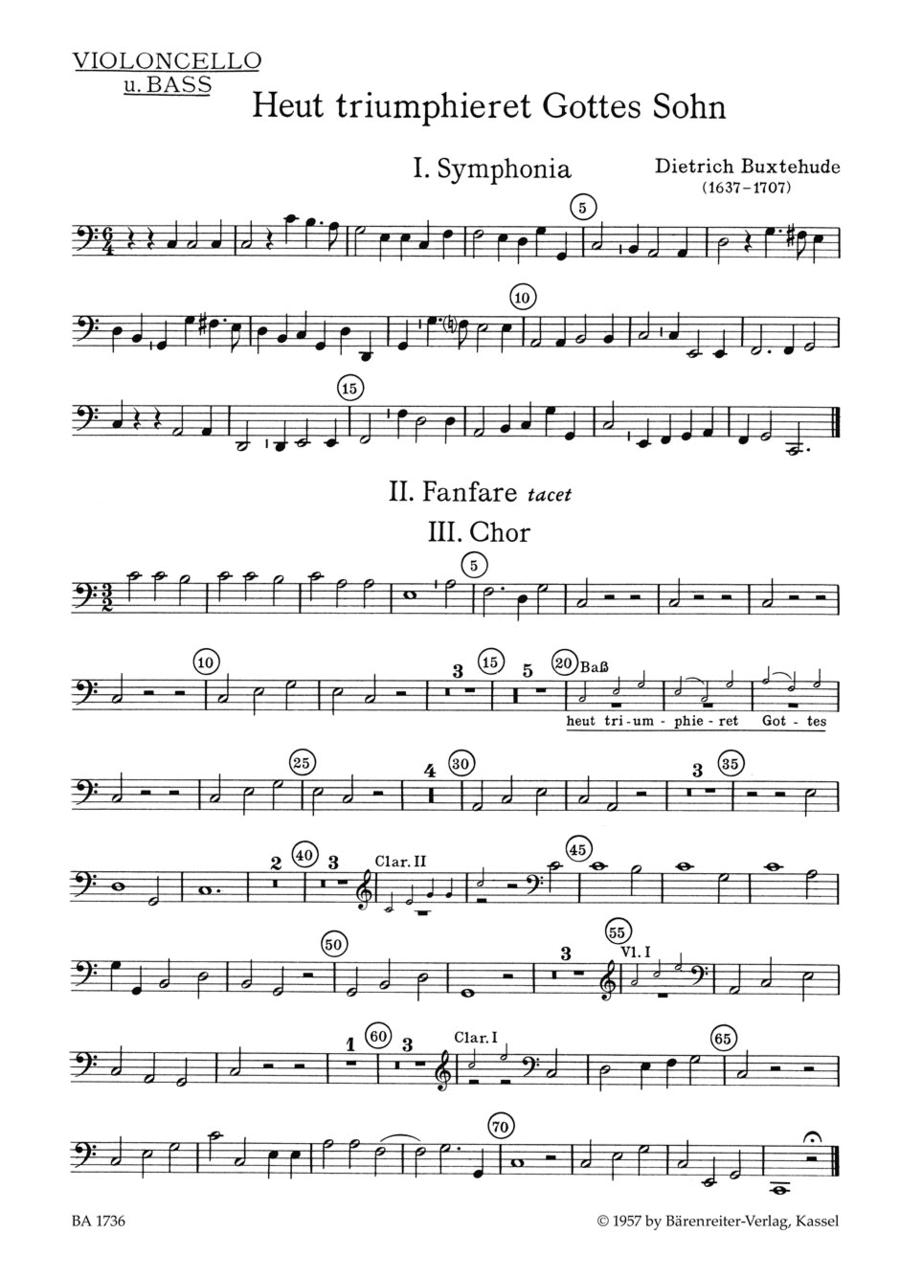 Heut triumphieret Gottes Sohn BuxWV 43 Double Bass scores gallery preview page 1