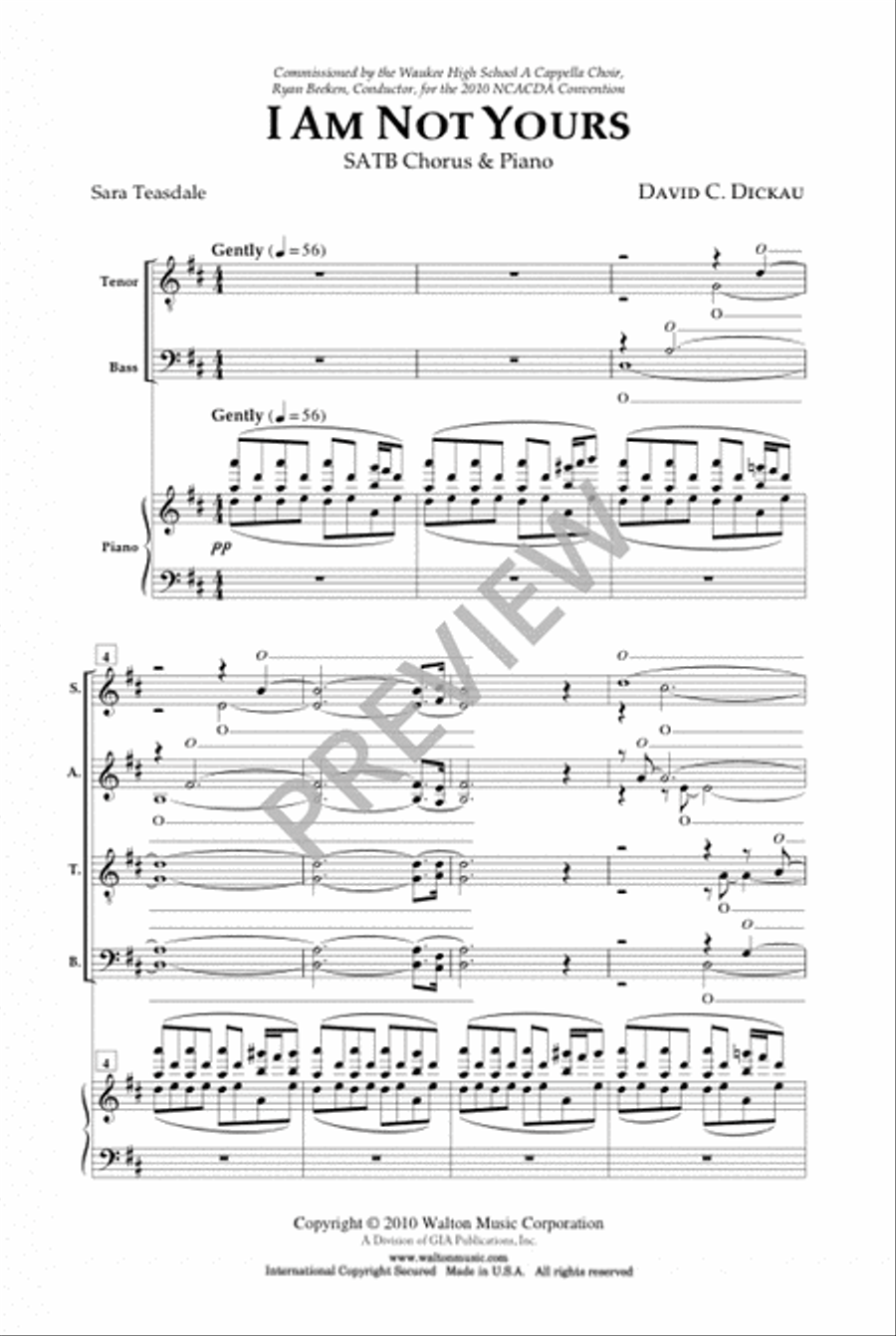 I Am Not Yours (SATB divisi) image number null