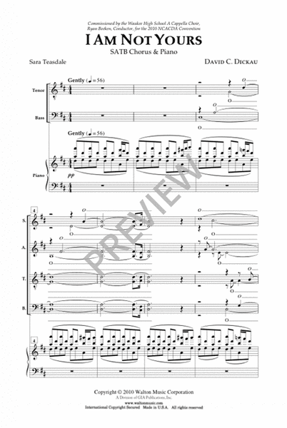 I Am Not Yours (SATB divisi) image number null