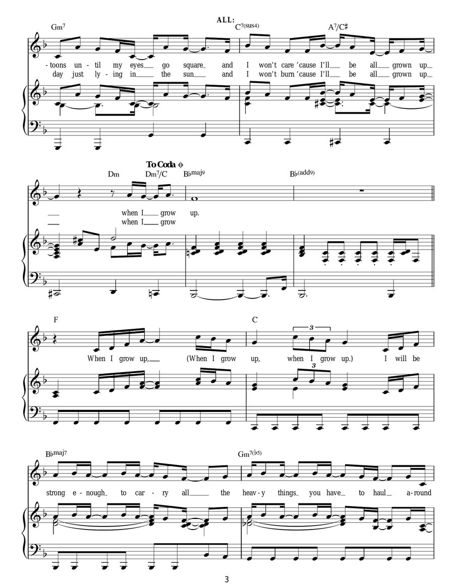 When I Grow Up (from Matilda The Musical) Piano, Vocal scores gallery preview page 3