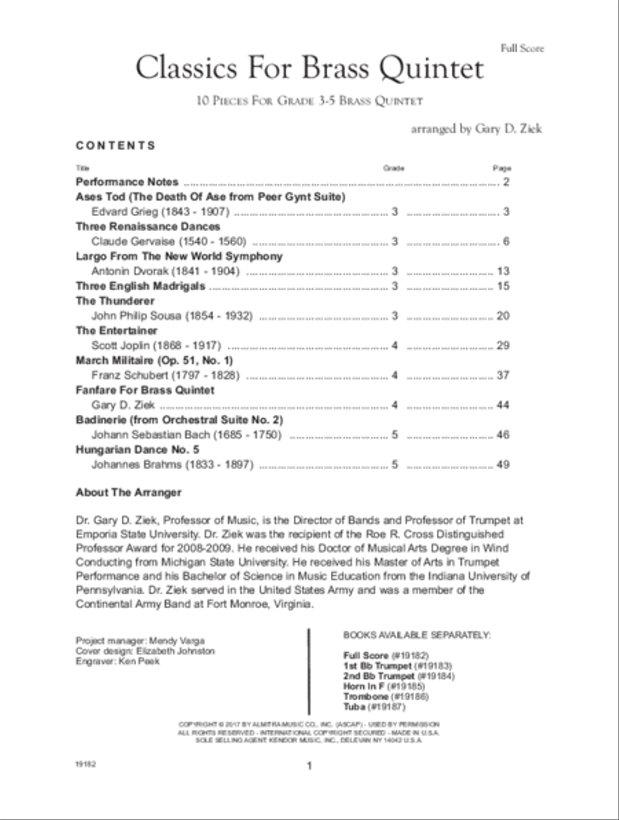 Classics For Brass Quintet - Tuba Brass Quintet scores gallery preview page 2