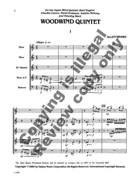 Woodwind Quintet (Score)