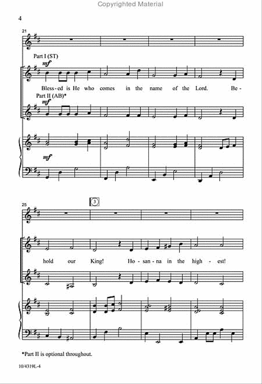 Hosanna! Hosanna! Unison Choir scores gallery preview page 4