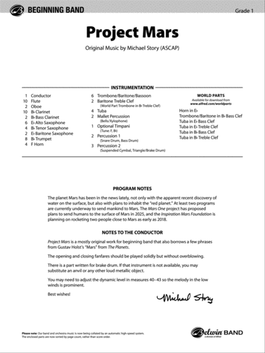 Project Mars: Score Concert Band scores gallery preview page 1
