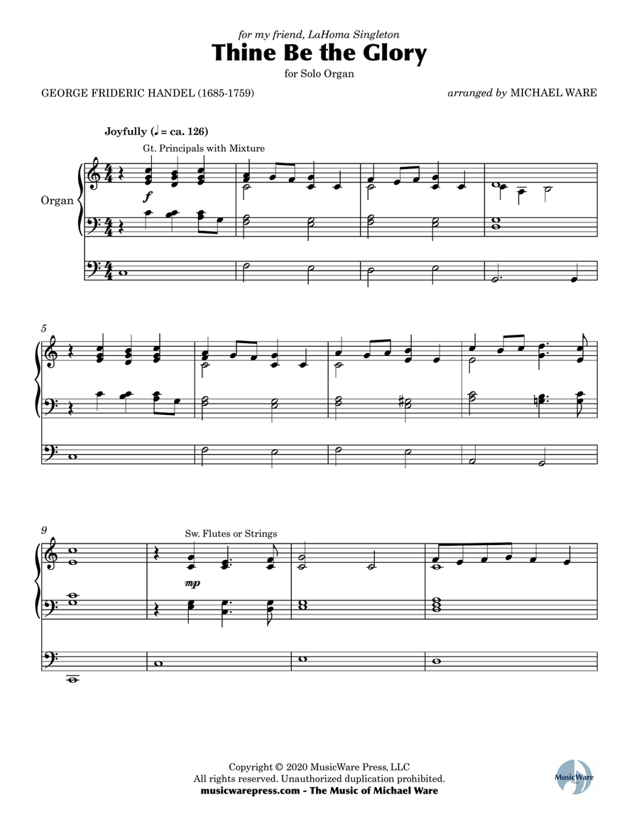 Thine Be the Glory (Organ) Organ Solo scores gallery preview page 2
